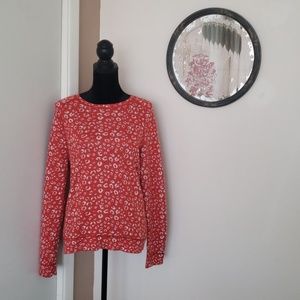 Loft Organe and White Print Sweater